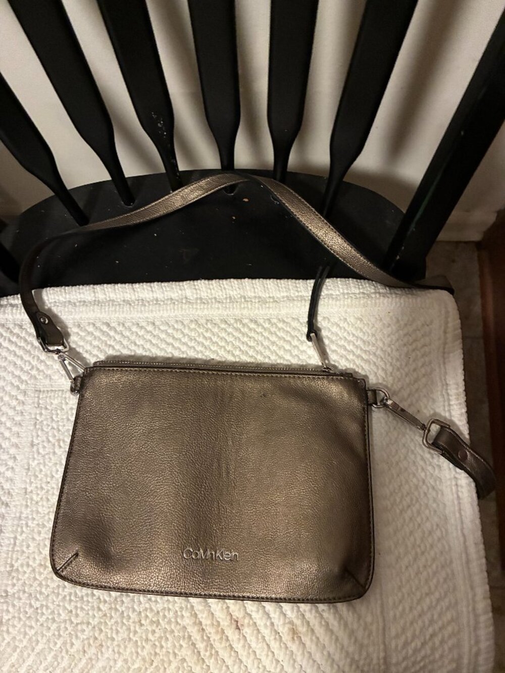 Calvin Klein metallic purse crossbody with long strap